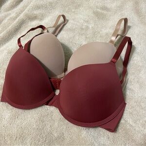 Prima Valentina Intimates New Push Up Bras 2 pack Size 34C Beige and Burgundy